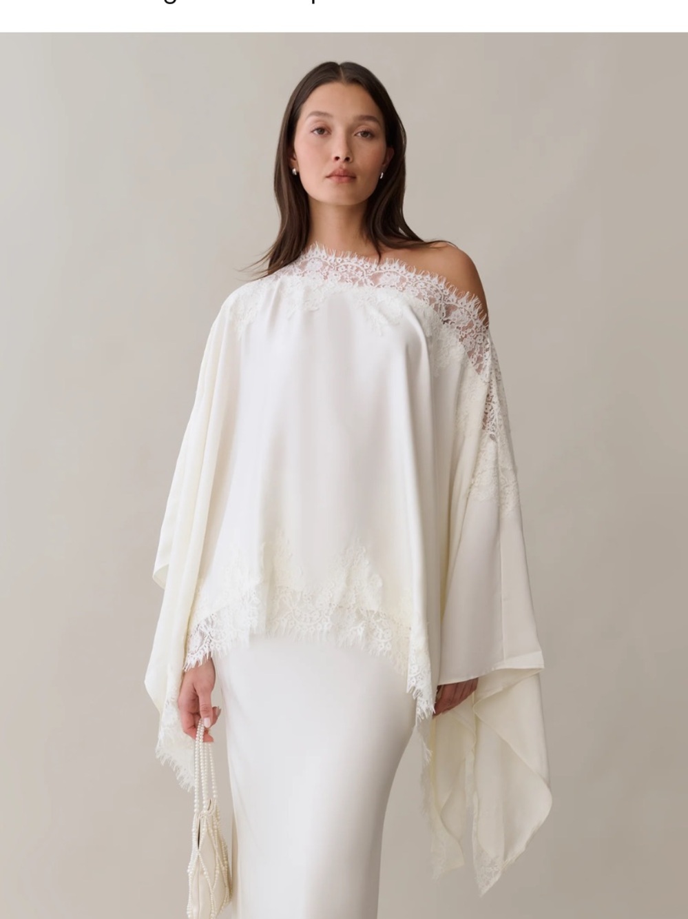 Off-Shoulder Cream Lace-Trim Tunic Top New medium gorgeous